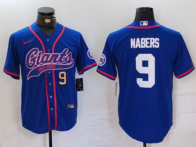 Men New York Giants #9 Nabers Blue Joint Name 2024 Nike Limited NFL Jersey style 2->new york giants->NFL Jersey